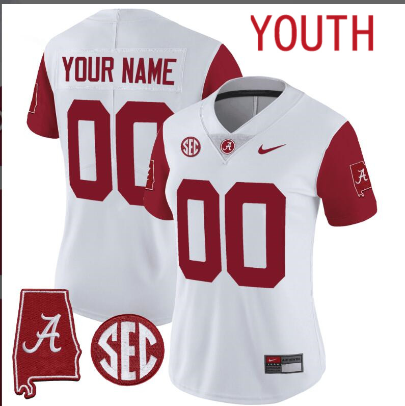 Youth Alabama Crimson Tide Vapor Limited white Custom 2024 Nike NCAA Jersey 7->customized nfl jersey->Custom Jersey